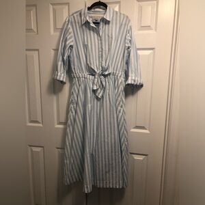 LOFT Blue and White Striped Dress